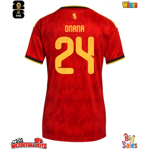 Belgium Amadou Onana #24 Replica Home Stadium Shirt for Women World Cup 2026 Short Sleeve